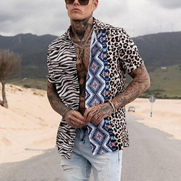 Fashion Leopard Print Short Sleeve Shirt