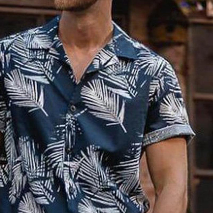 Men Spring Fashion Printed Short Sleeves Shirt