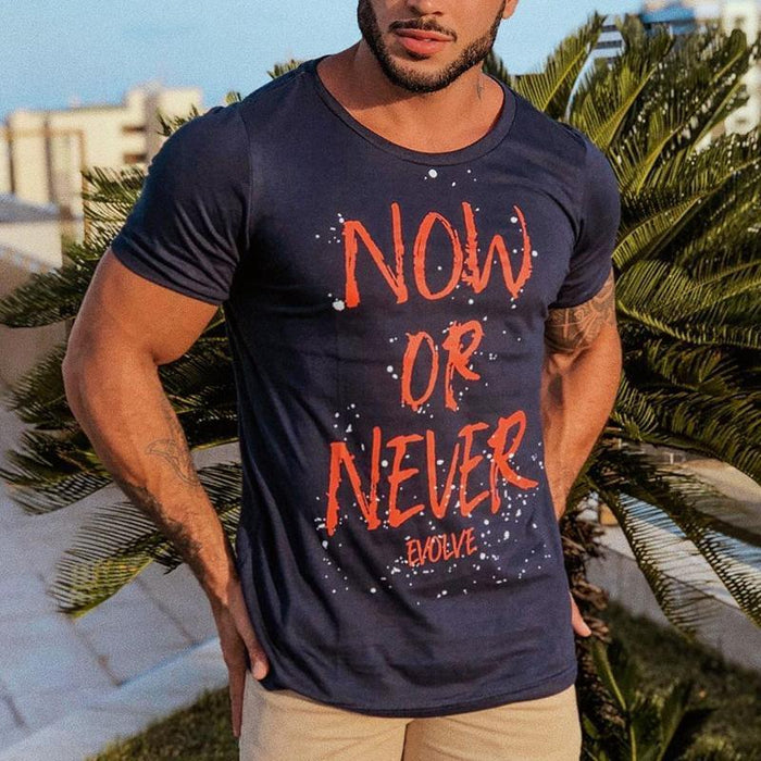 Men's Casual Fashion Printed Short-sleeved T-shirt